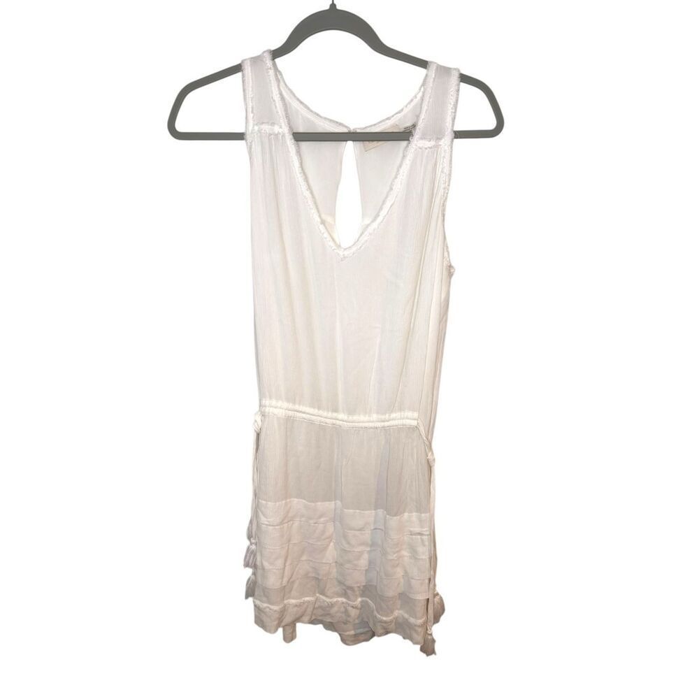 Ramy Brooke White Tiered Sleeveless Mini Dress Size Medium‎